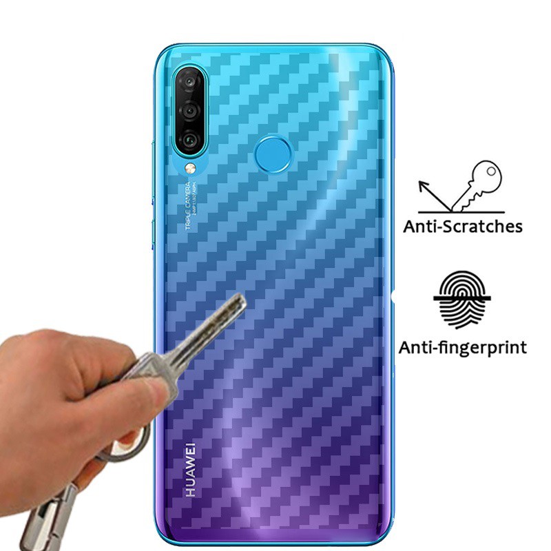 Dán dẻo Cacbon vân 3D Huawei P30 Lite Mặt Sau