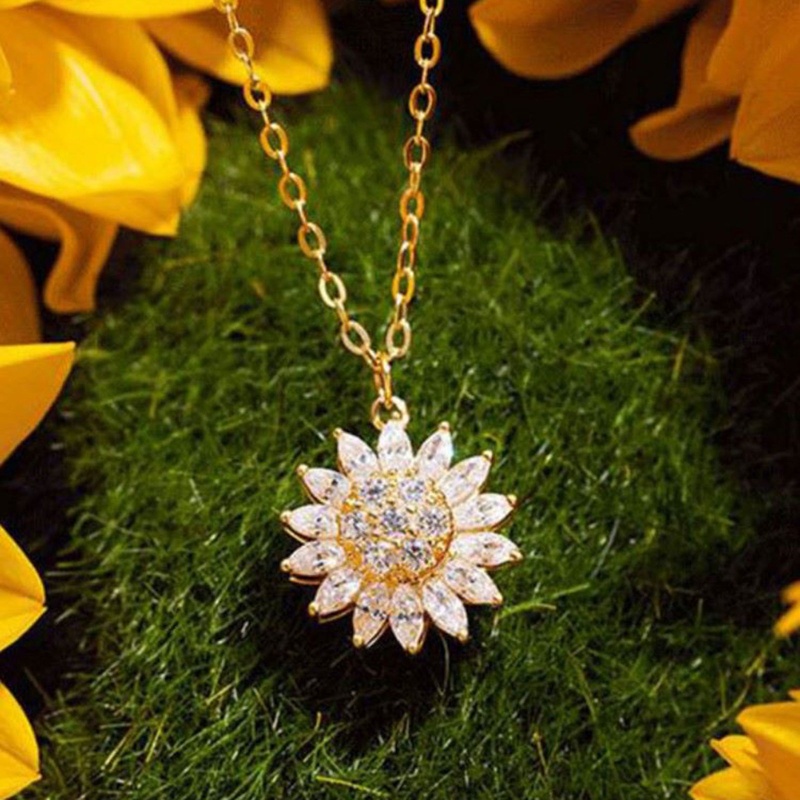 Vòng cổ Mặt Hoa Hướng Dương Đính Đá Zircon Sang Trọng