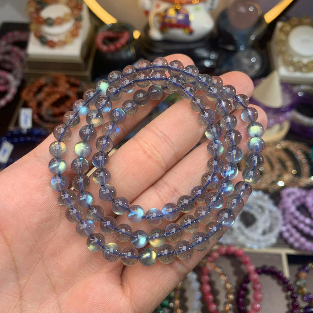 Chuỗi quấn 3 vòng Đá XàCừ Hắc Nguyệt Quang [TẶNG HỘP GỖ] Tát cả mệnh - Phong Thủy Tây Tạng