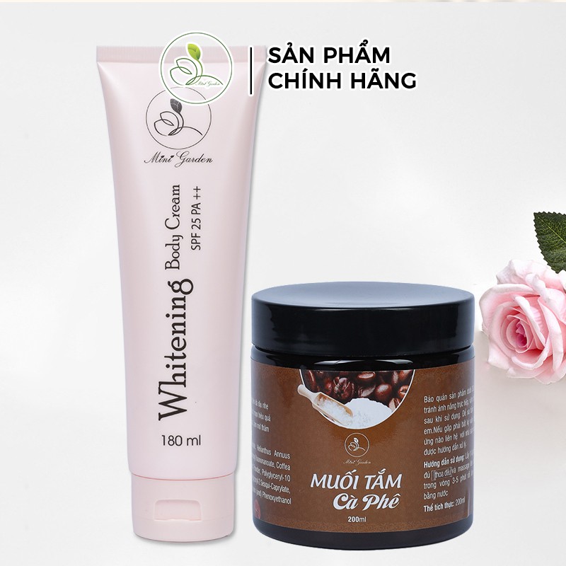 [HOT] Bộ Chăm Sóc Trắng Da 180ml  Minigarden (Kem Body Cream SPF 25 PA ++ 180ml + Muối Tắm Cafe 200 gram) PV1018