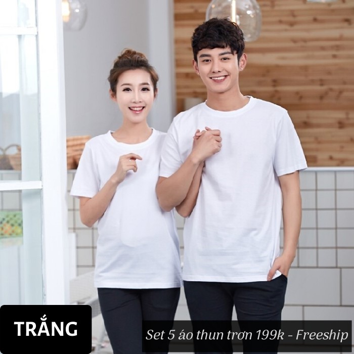 Áo thun trơn nam nữ - màu trắng - Thun cotton 4 chiều - đủ size | SGSTORE | BigBuy360 - bigbuy360.vn