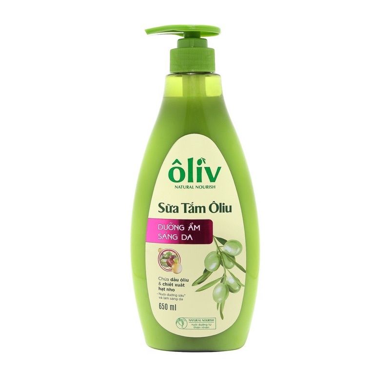 Sữa tắm Oliu dưỡng ẫm sáng da, dưỡng ẩm mềm mịn 650ml