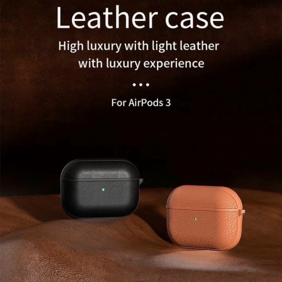 Bao da WIWU CALFSKIN GENIUS LEATHER cho tai nghe không dây Air-podS 3 2021,  Pro,  1,  2 chính hãng da thật 100% cao cấp