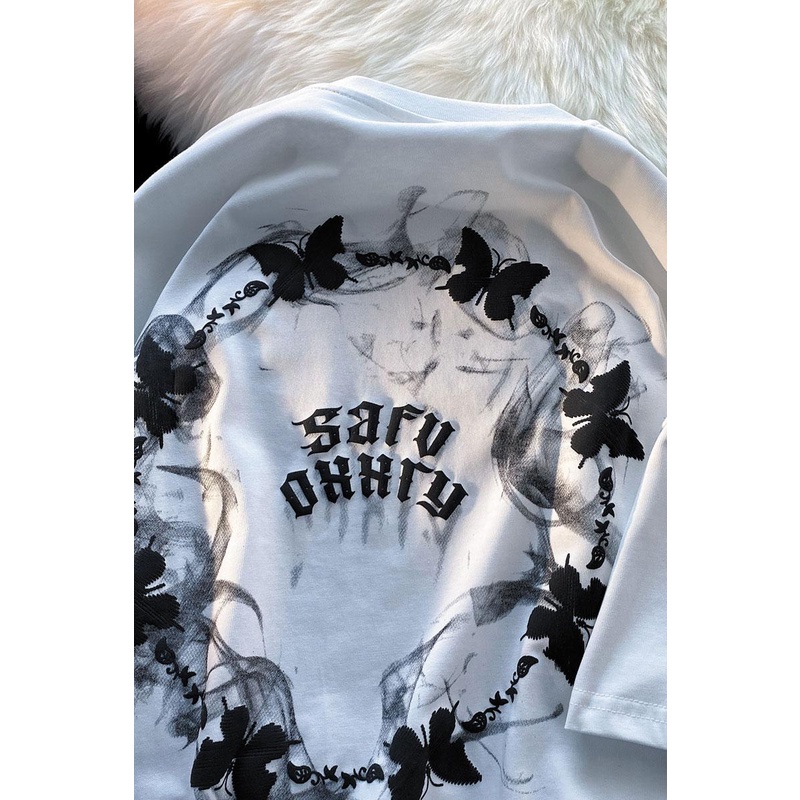 Áo thun HIIXIIVI 100% cotton tay ngắn cổ tròn in hình phong cách Hàn Quốc thời trang mùa hè 2022 cho nữ