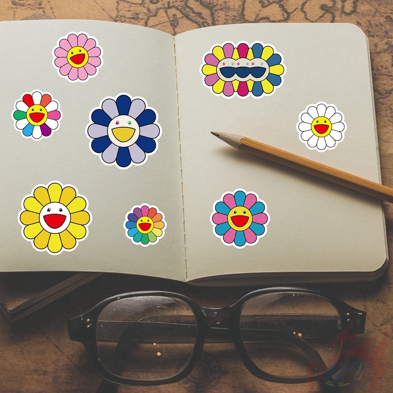 ❉ Murakami Takashi：Fashion Brand Sunflower - Series 02 Stickers ❉ 50Pcs/Set DIY Luggage Laptop Skateboard Decals Doodle Stickers
