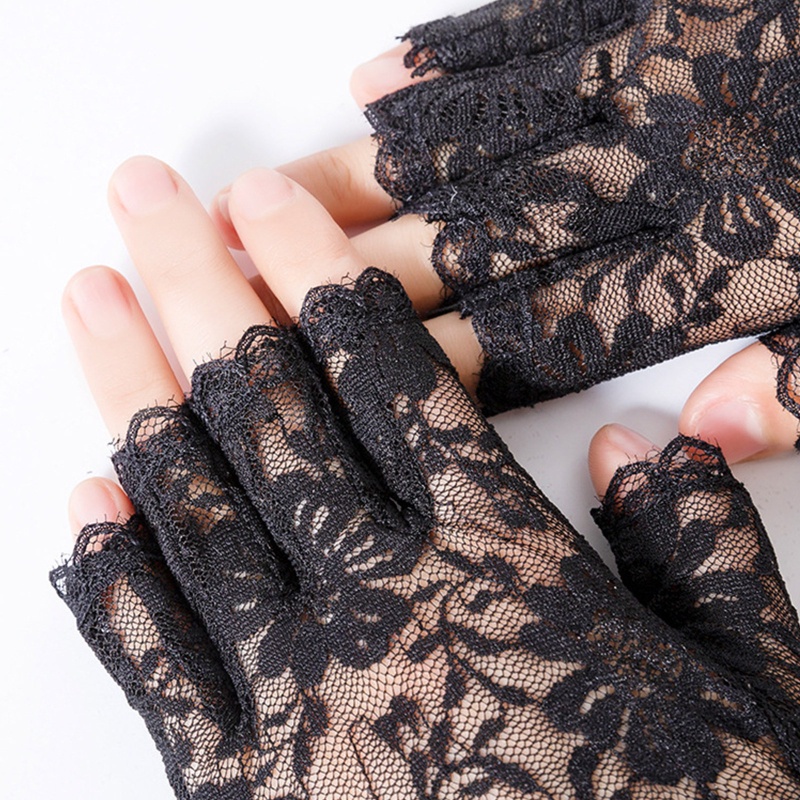 Găng Tay Lưới Trong Suốt Họa Tiết Hoa Thời Trang Cho Cô Dâu