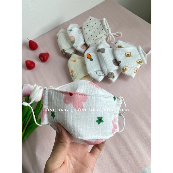 Khẩu trang cho bé _Khẩu trang vải Xô muslin cao cấp 0-5 tuổi ( M03)