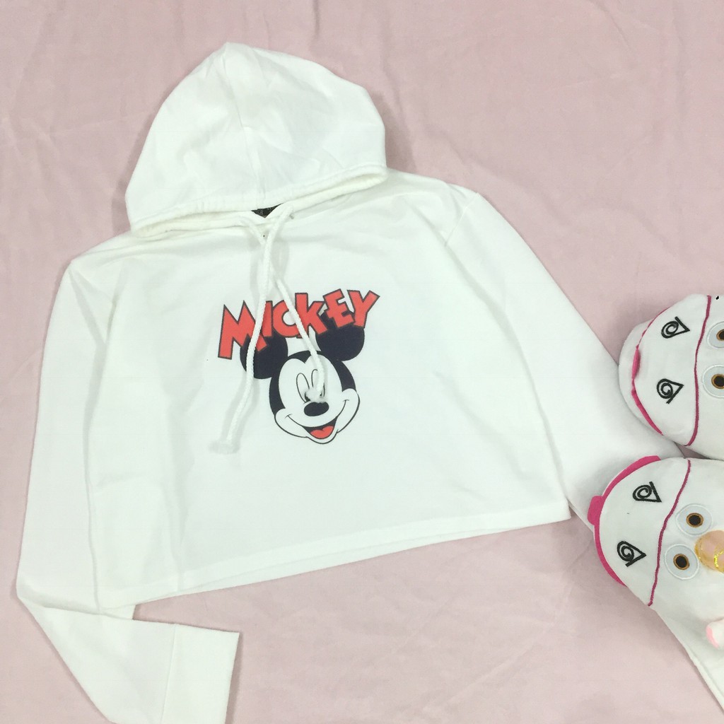 [Ảnh thật] Hoodie croptop (38-52kg). áo croptop hoodie. mickey