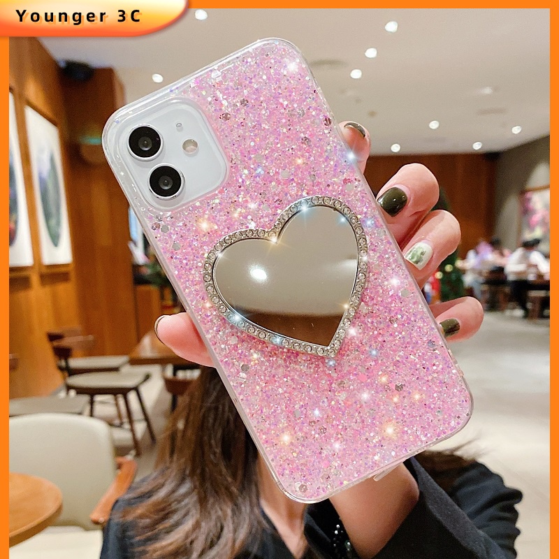 Ốp Điện Thoại Tráng Gương Hình Trái Tim Lấp Lánh Cho Iphone X / XS XR XS MAX 11 11PRO 11 PRO MAX 6G 6P 7G / 8G 7P / 8P