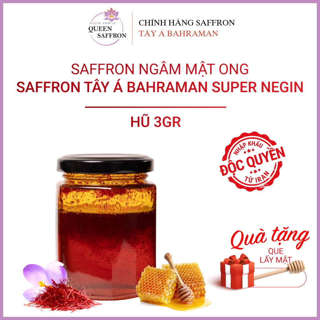 Saffron ngâm mật ong - hũ 3gram- Saffron Tây Á Bahraman Super Negin - nhuỵ hoa nghệ tây - Nhập khẩu độc quyền từ Iran | BigBuy360 - bigbuy360.vn