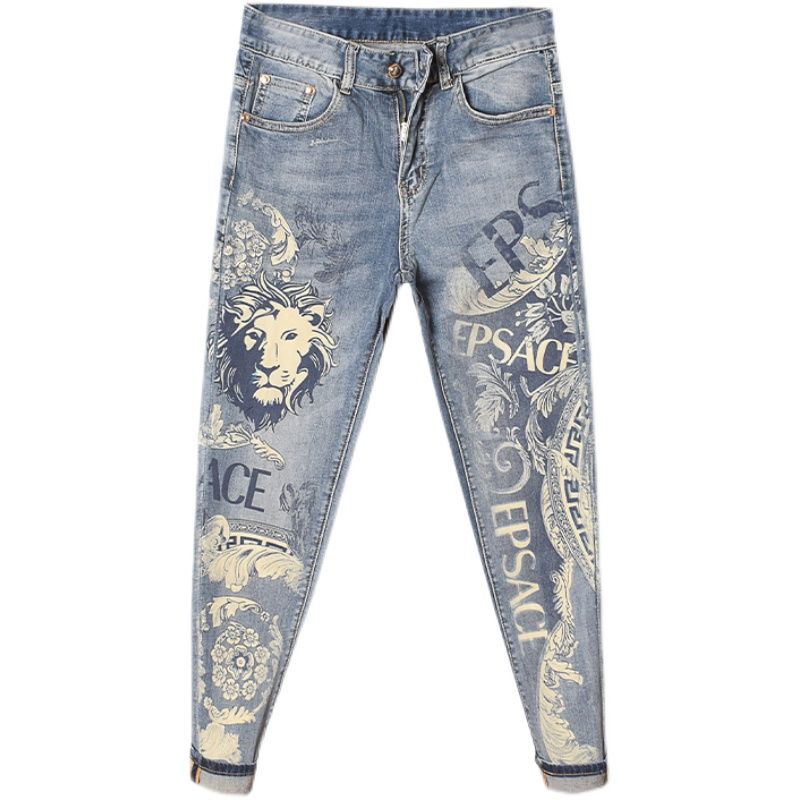 Quần Jean Dáng Ôm In Chữ Cá Tính Trẻ Trung Cho Nam