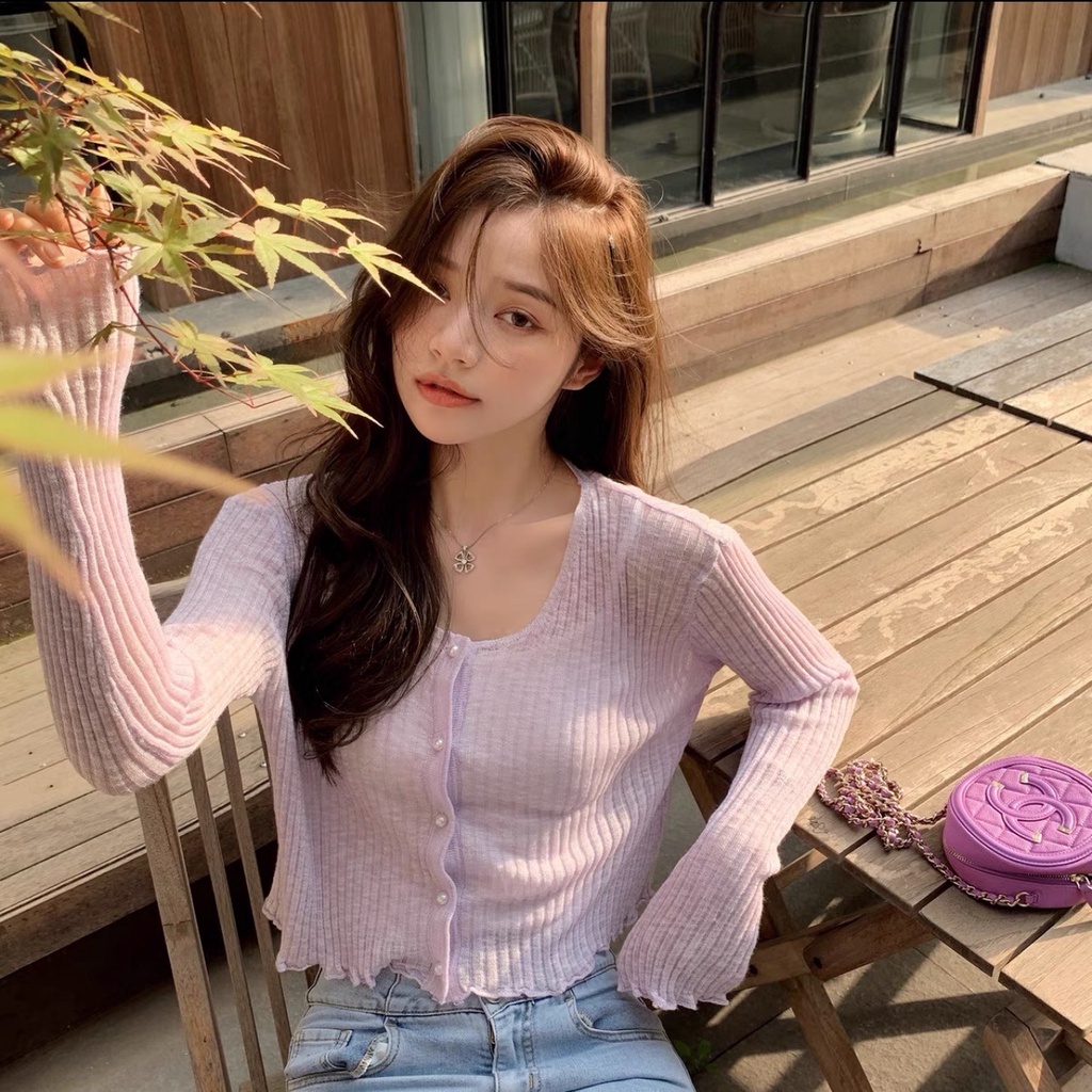 Áo khoác cardigan ZHELIHANGFEI dệt kim lụa lạnh chống nắng thời trang