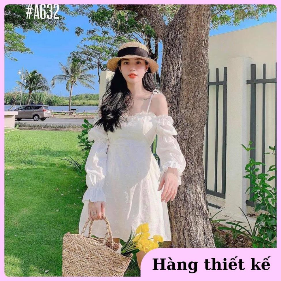 ( Hàng cao cấp ) Đầm trễ vai cute in hoa cúc nổi cột nơ vai nữ tính [KÈM ẢNH THẬT] | BigBuy360 - bigbuy360.vn