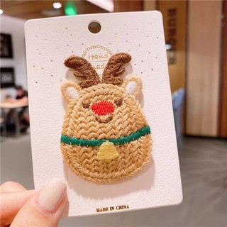 Kẹp tóc hình Noel thêu len Hanmade cho bé