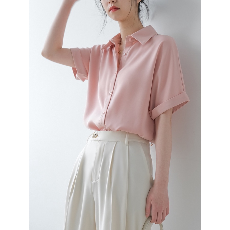 Áo Sơ Mi Mùa Hè Tay Ngắn Dáng Rộng Thiết Kế Kiểu Xếp Nếp Thời Trang Mùa Hè  Cho Nữ