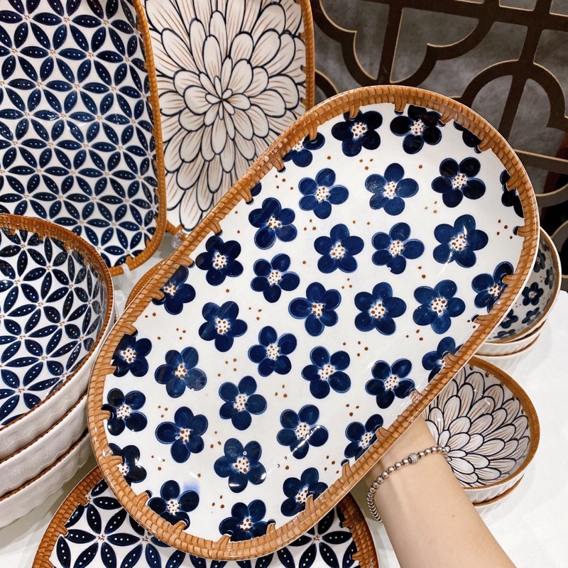 Bát đĩa Decor, Chén Dĩa Dễ Thương, Tô Ăn Cơm Sứ Đẹp Sét Mây Nhật H3 cực kỳ sang chảnh
