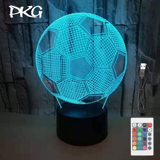 Đèn Ngủ Led 3D Hình Quả Bóng Đá Thể Thao Vua Quà Tặng Trang Trí cảm ứng có Điều khiển từ xa nháy sáng 16 màu DN121