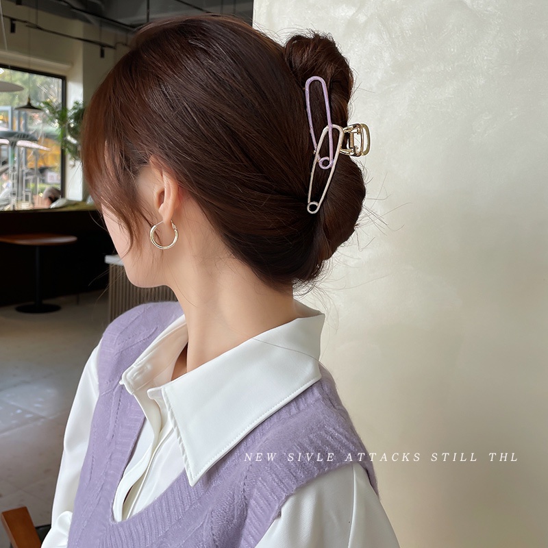 Kẹp Tóc Kim Loại Hai Màu Đơn Giản Thời Trang Hàn Quốc