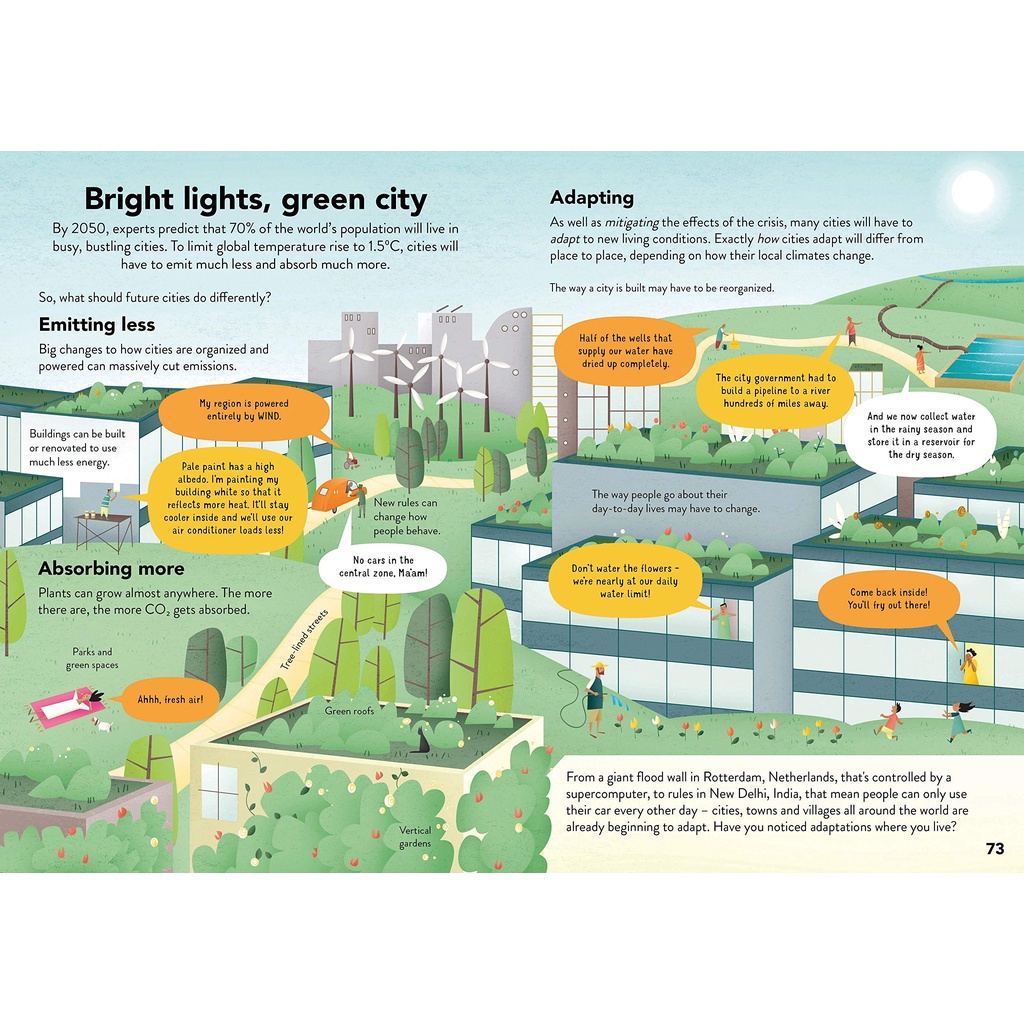 Sách Usborne - Climate Crisis for Beginners  – Tìm hiểu về Khủng hoảng khí hậu toàn cầu dành cho trẻ em.