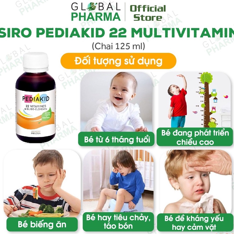 Siro Pediakid phát triển toàn diện cho bé - tăng đề kháng,chống còi xương, ăn ngon, bổ máu (Chai 125ml)