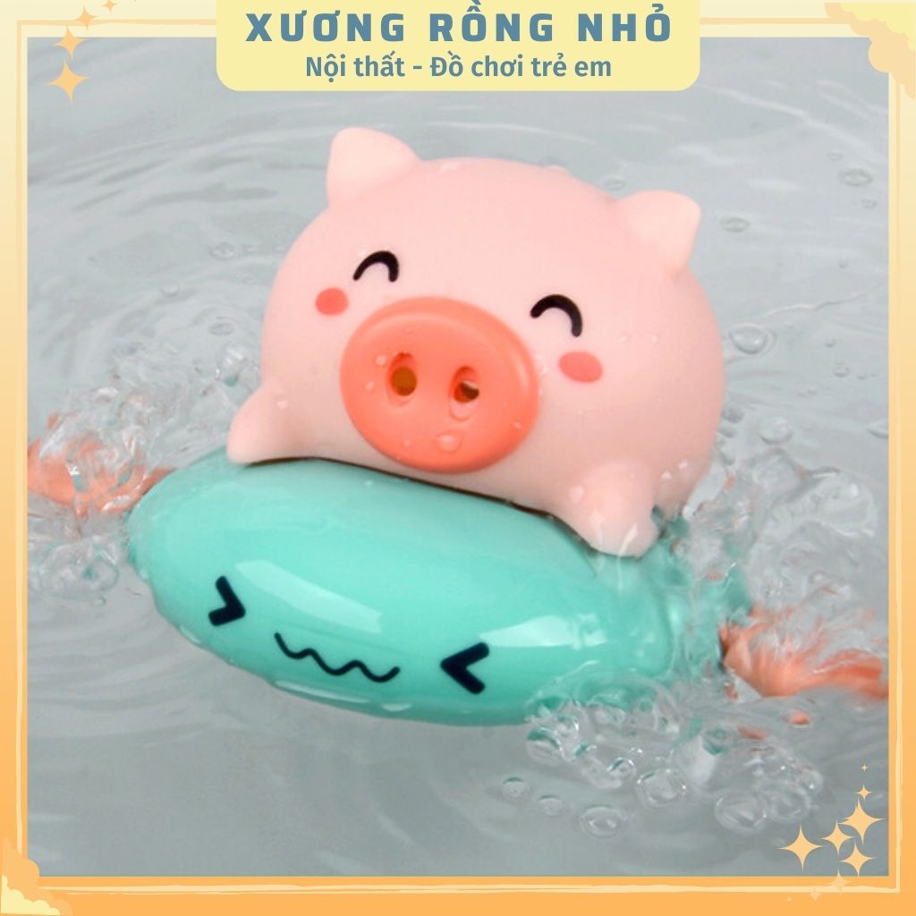 Đồ chơi nhà tắm cho bé, heo, bò phun nước chèo thuyền thả bồn tắm cho bé