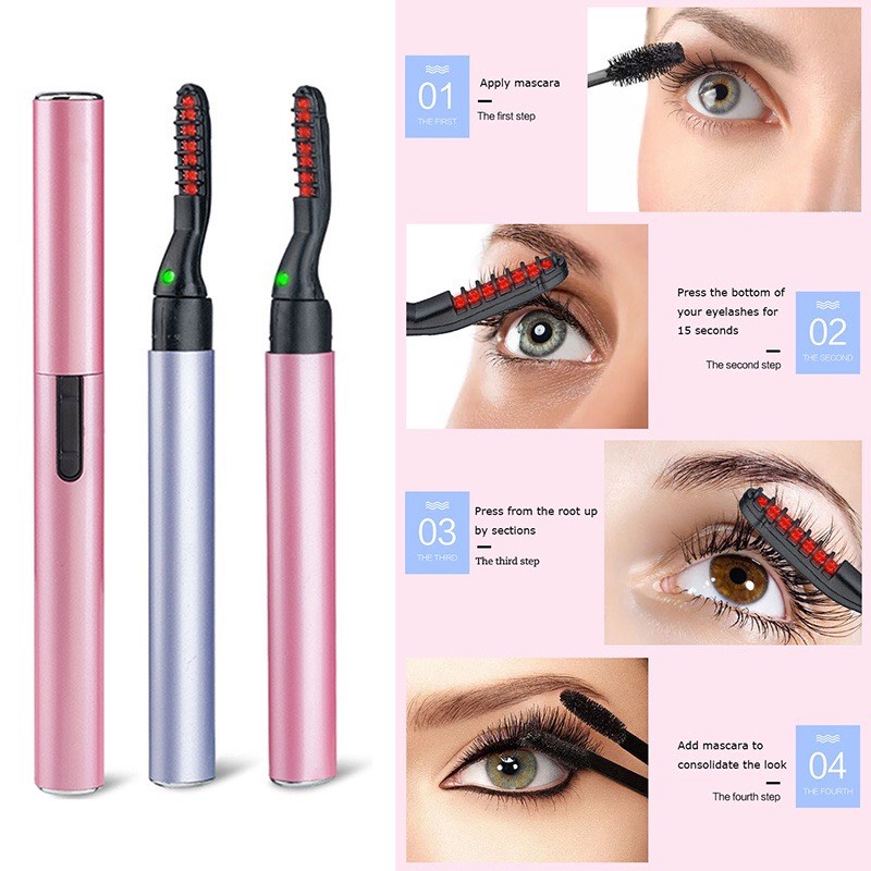 Dụng Cụ Uốn Cong Lông Mi Tự Nhiên Bằng Điện Nhanh Khô Lâu Trôi