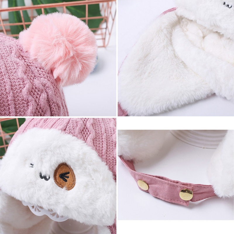 Mũ Beanie Vải Cotton Mềm Mại Dày Dặn Giữ Ấm Mùa Đông Cho Bé