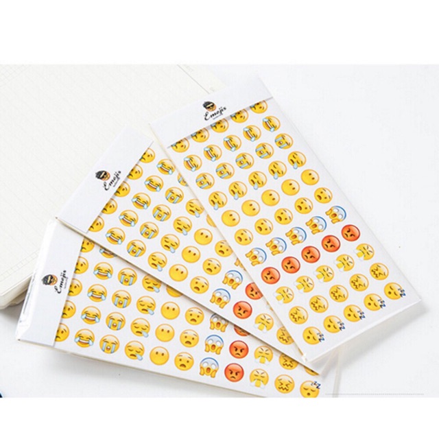 Sticker Emoji đáng yêu (1 sét 12 tấm) - Sticker trang trí sổ sách/ góc học tập