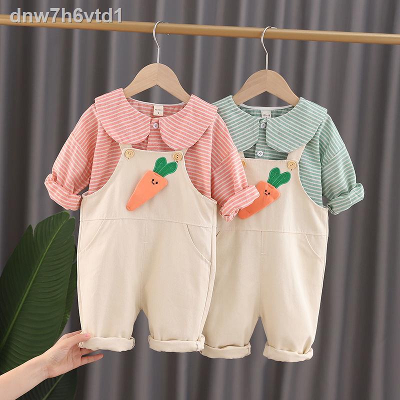 Quần áo trẻ em bé gái yếm mùa xuân mới 6-8 tháng 0-1-2-3 tuổi nửa cotton