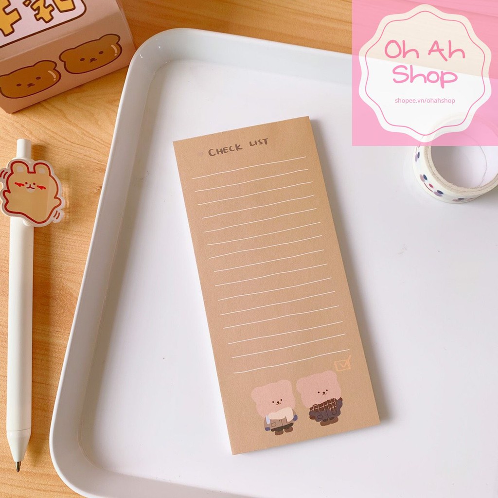 Giấy nhớ Giấy Note Hoạt Hình Cute Dễ Thương Hình Gấu Loại Note Dài