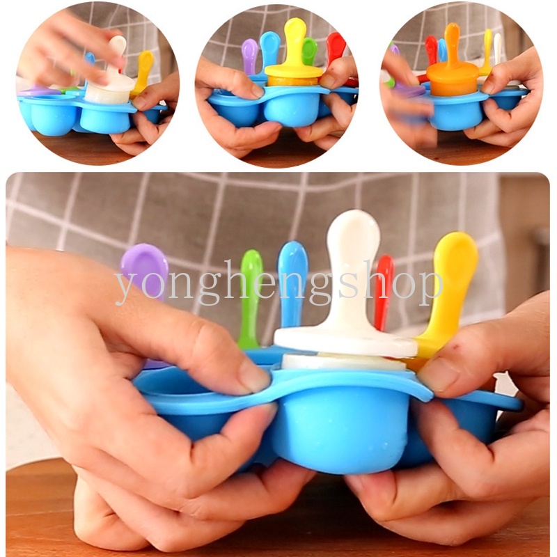 Khuôn Làm Kem Que DIY Bằng Silicone Dành Cho Trẻ Em