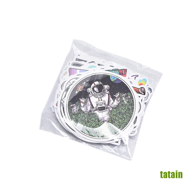 Bộ 50 Miếng Dán Trang Trí Ván Trượt / Laptop / Vali Hình Phi Hành Gia Graffiti Vui Nhộn Diy