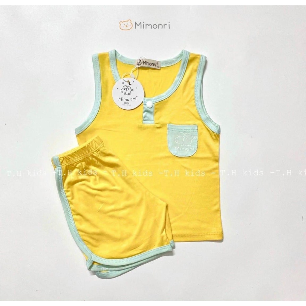 Bộ ba lỗ cổ trụ thun lạnh Mimonri-Minky Mom loại 1 cho bé trai bé gái