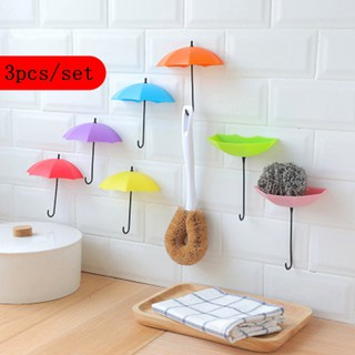 Set 3 Móc Treo Đồ Dán Tường Hình Cây Dù Đáng Yêu