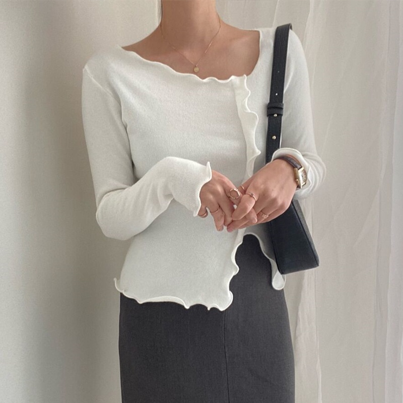 SUXI Áo Sweater Dệt Kim Tay Dài Màu Sắc Đơn Giản Cho Nữ