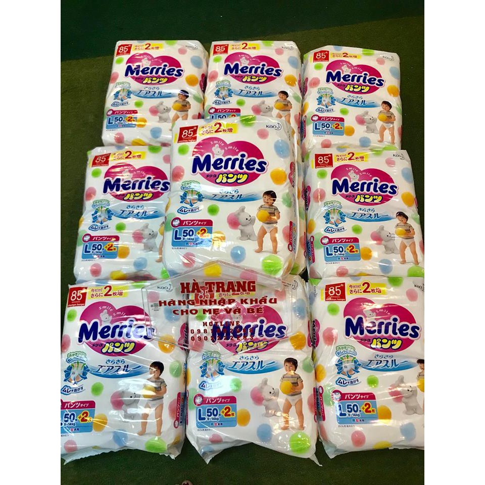 Bỉm Merries nội địa size L quần 50 + 2 quần (9-14kg)