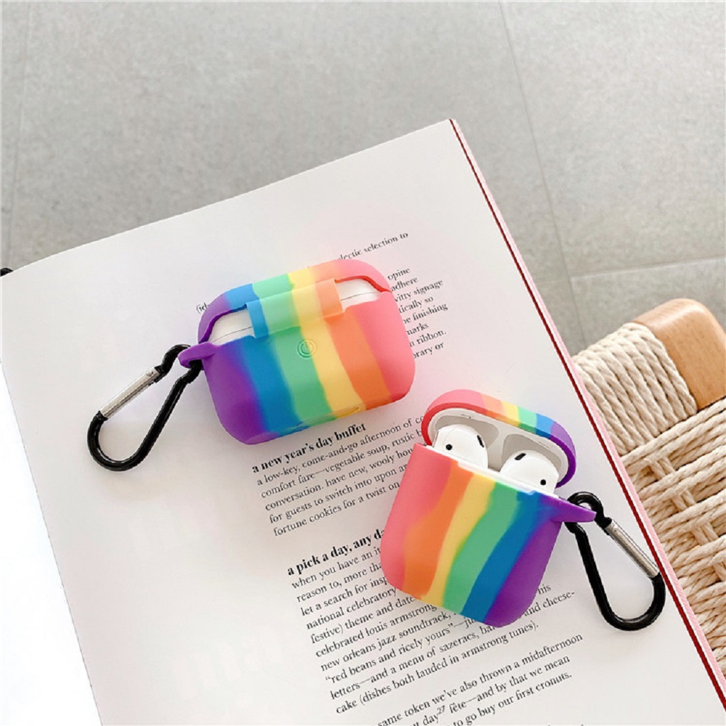 Airpods Case ⚡Freeship ⚡ Vỏ Bọc AirPods Lovely Rainbow Case Tai Nghe Không Dây Airpods 1/ 2/ i12/ Pro