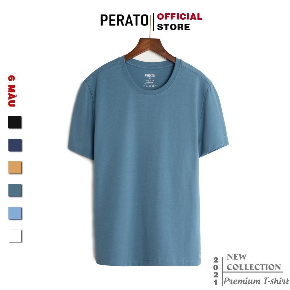 Áo Thun Nam Tay Ngắn PERATO (6 Màu), Chất Liệu Cotton Siêu Mềm Mại, Thấm Hút Tốt, Co Giãn Thoải Mái (TSOP21004)