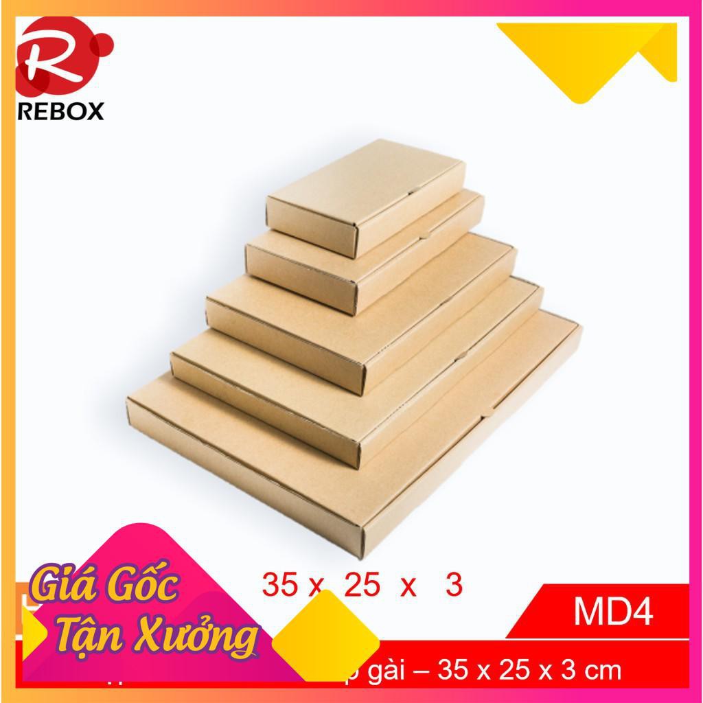 Hộp Carton 35x25x3 - 100 hộp gói hàng quần áo nắp cài siêu dày giá xưởng - hộp trơn