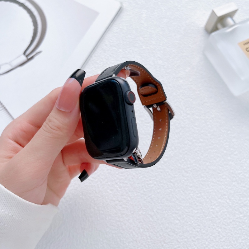 Dây Đeo Bằng Da Mỏng Dành Cho Apple Watch 41mm 40mm 49mm 45mm 44mm 38mm 42mm Series 8 7 SE 6 5 4 3 2