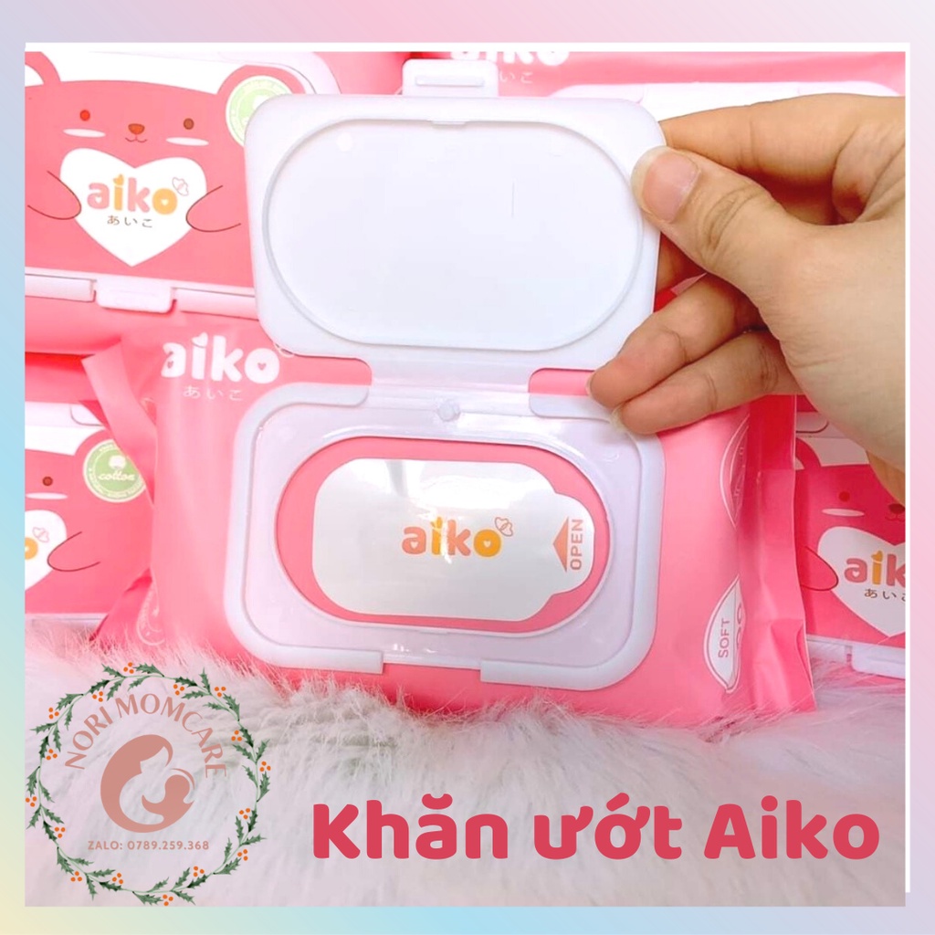 Khăn ướt Aiko kháng khuẩn chính hãng 100 tờ không mùi chống hăm, chống rôm sảy, dưỡng ẩm an toàn cho bé