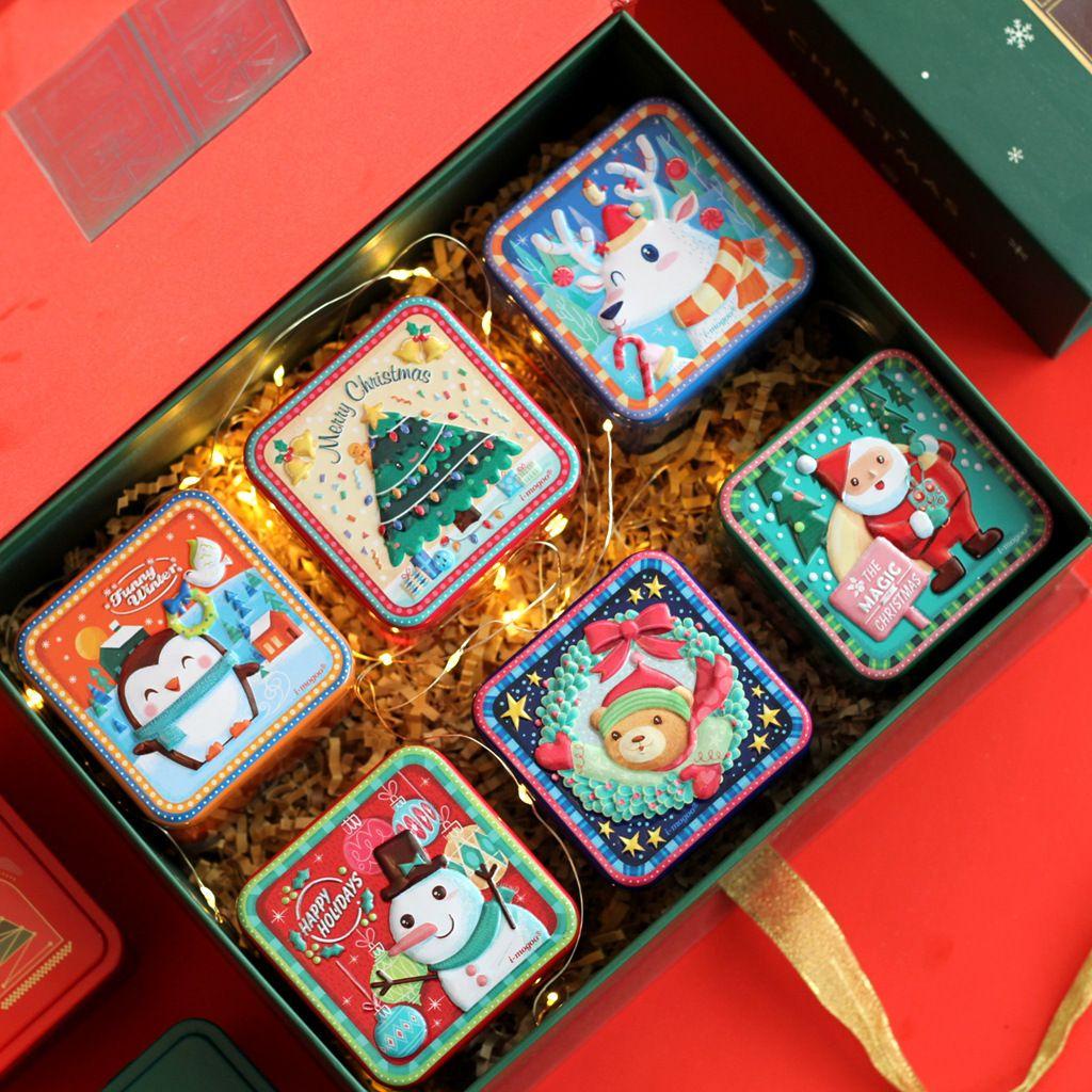 Hộp Thiếc Đựng Bánh Kẹo Phong Cách Giáng Sinh