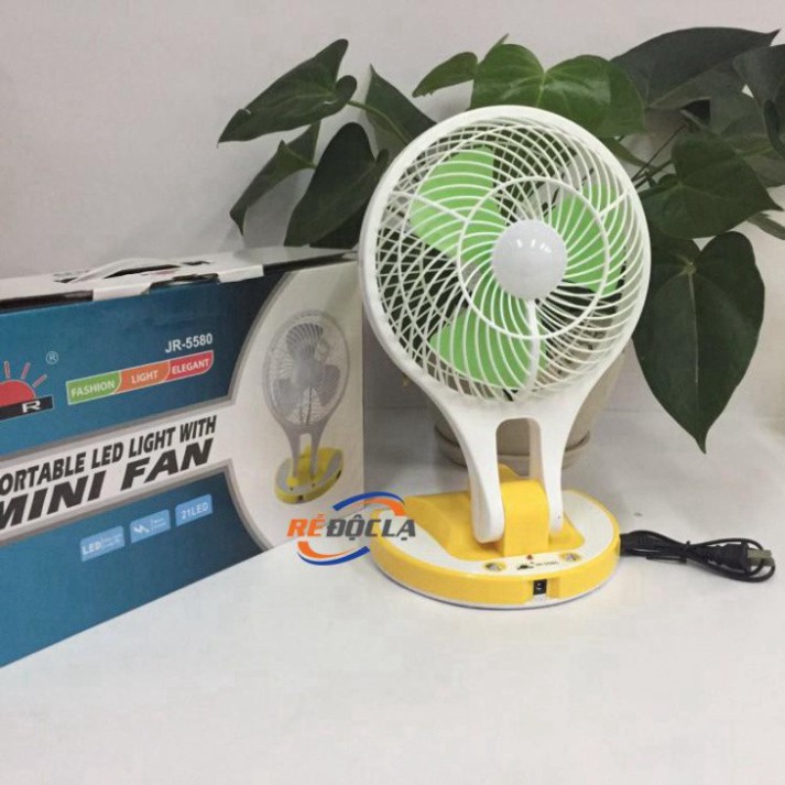 Quạt Tích Điện 5580 Mini Fan 2 In 1 Gấp Gọn