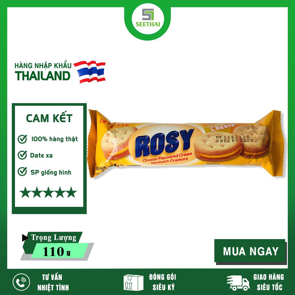 Bánh Quy Phô Mai Thái Lan Rosy Gói 100g - Bánh Kẹo Đồ Ăn Vặt Nội Địa Thái Lan