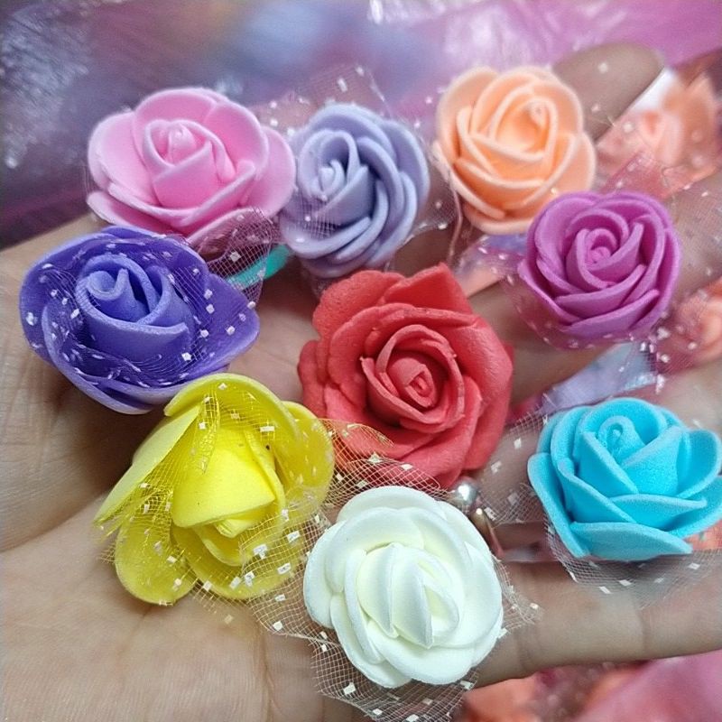 set 10-50 hoa xốp voan ,hoa hồng xốp 2-4cm