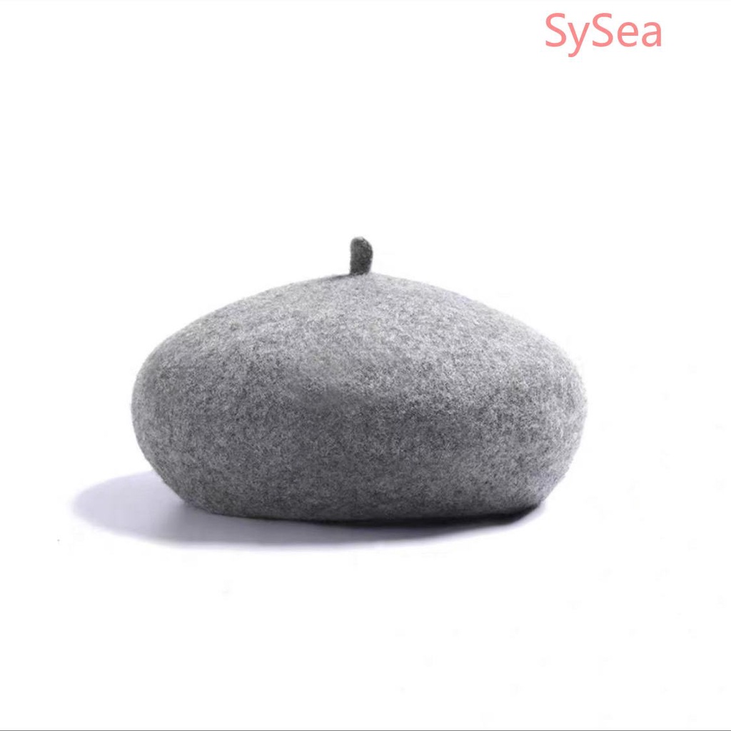 Mũ nồi beret vải len màu trơn nhẹ thời trang cho nữ