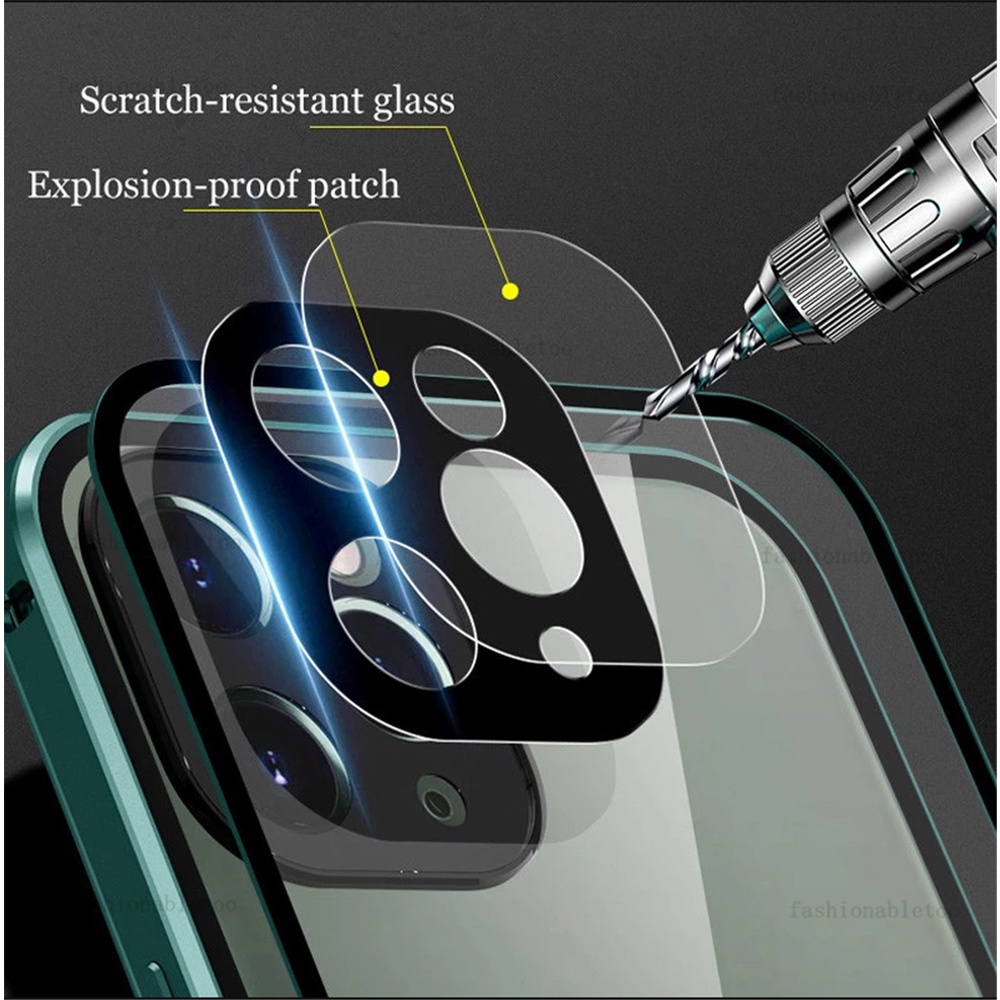 Ốp Điện Thoại Kính Cường Lực Hai Mặt Viền Kim Loại Cho iPhone 12 13 Pro Max 13 12 mini 12pro 13pro Max iphone13 iphone12
