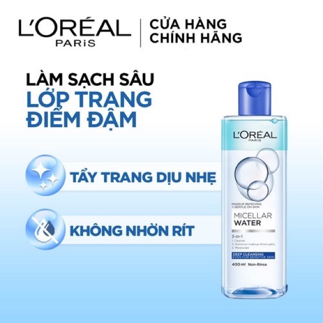 Nước tẩy trang cho mọi loại da L'Oreal Paris 3-in-1 Micellar Water 400ml | BigBuy360 - bigbuy360.vn