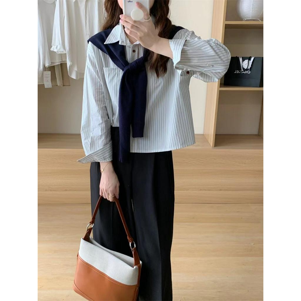 67663 Áo Sơ Mi Sọc Nguyên Chất cotton Dài Tay Áo Sơ Mi