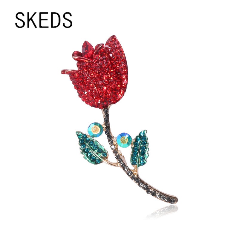Ghim Cài Áo Hình Hoa Hồng Đính Đá Sang Trọng Cho Nữ